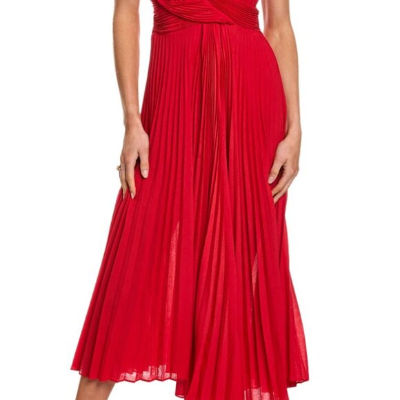 A.L.C. Red Pleated Midi Dress - Picture 3 of 6